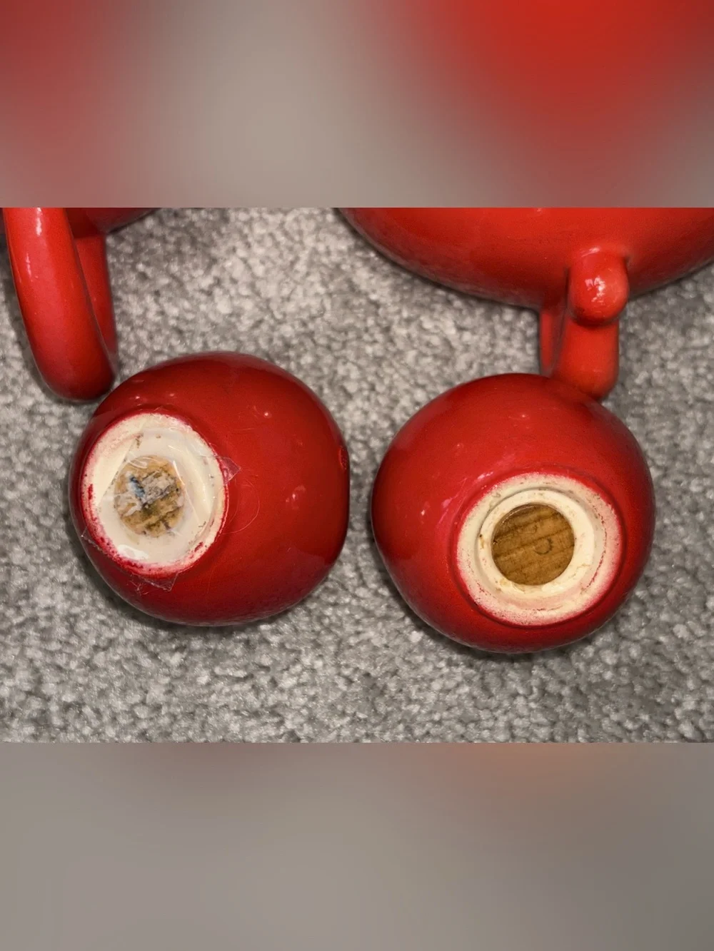 Pantry Parade Red Tomato Ceramic Sugar Bowl & Creamer w/Salt & Pepper Shakers